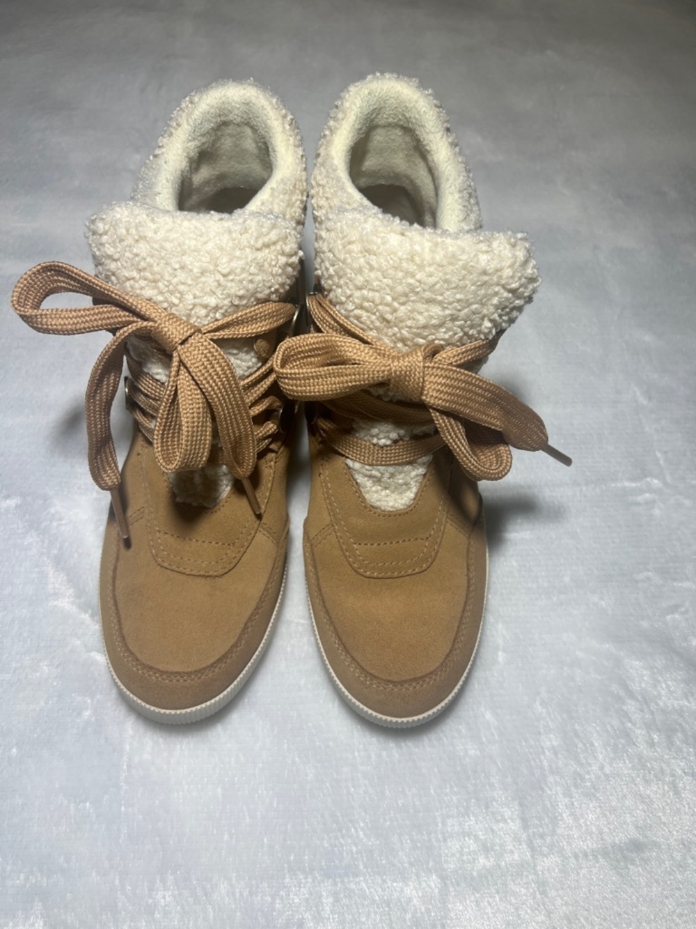 Sorel Tan Lace-Up Shearling Boots